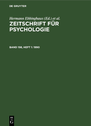Zeitschrift für Psychologie: Band 198, Heft 1 1990