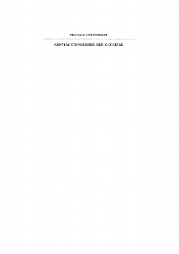 Konstruktionslehre der Getriebe
