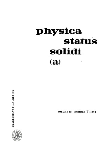 Physica status solidi / A.: Volume 12, Number 1 July 16