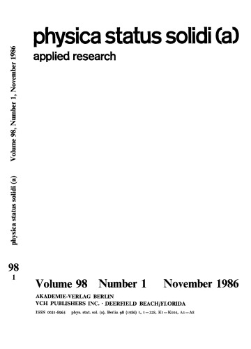 Physica status solidi / A.: Volume 98, Number 1 November 16