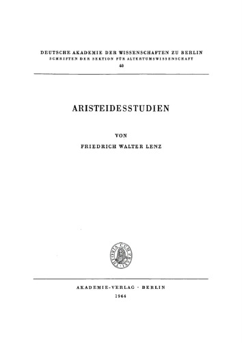 Aristeidesstudien
