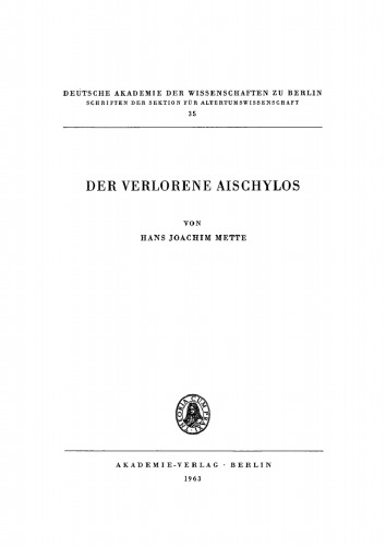Der Verlorene Aischylos