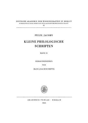 Kleine Philologische Schriften, II