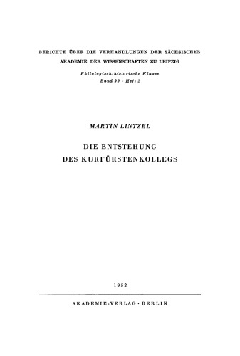 Die Entstehung des Kurfürstenkollegs