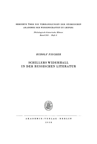 Schillers Widerhall in der russischen Literatur