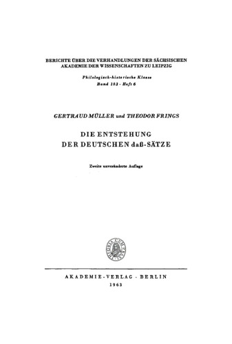 Die Entstehung der deutschen daß-Sätze