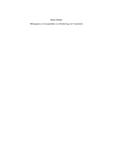 Bibliographie zur Kunstgeschichte von Mecklenburg und Vorpommern
