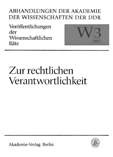 Zur rechtlichen Verantwortlichkeit