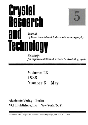 Crystal Research and Technology: Volume 23, Number 5 May