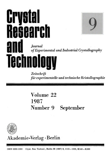 Crystal Research and Technology: Volume 22, Number 9 September