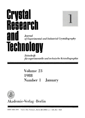 Crystal Research and Technology: Volume 23, Number 1 January