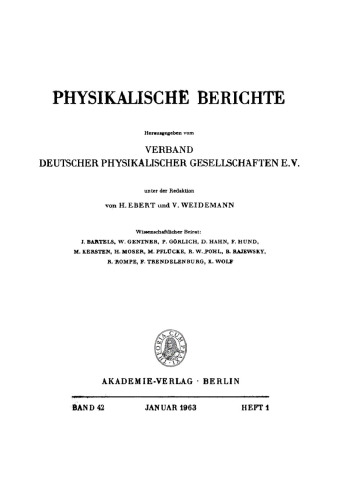 Physikalische Berichte: Band 42, Heft 1 Januar