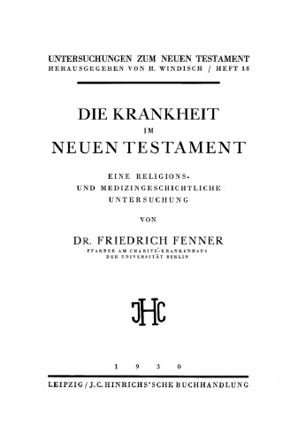 Die Krankheit im Neuen Testament