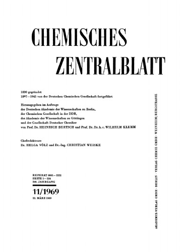 Chemisches Zentralblatt: 11/1969, 140. Jahrgang 12. März