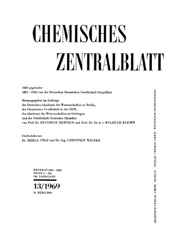 Chemisches Zentralblatt: 13/1969, 140. Jahrgang 26. März