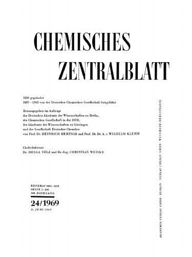 Chemisches Zentralblatt: 24/1969, 140. Jahrgang 11. Juni