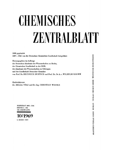 Chemisches Zentralblatt: 10/1969, 140. Jahrgang 5. März