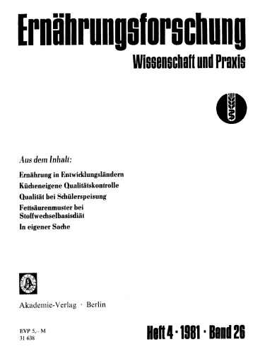 Ernährungsforschung: Band 26, Heft 4