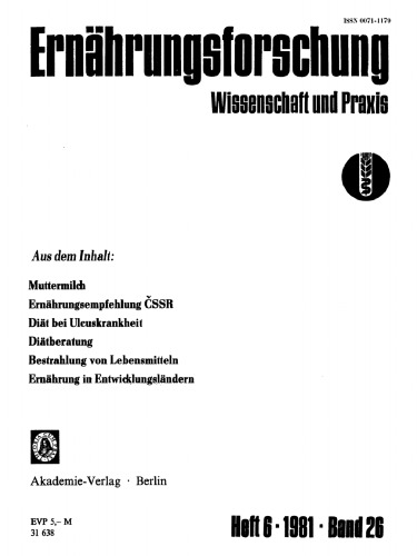 Ernährungsforschung: Band 26, Heft 6