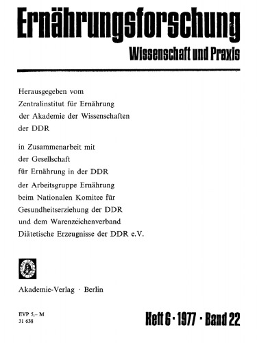 Ernährungsforschung: Band 22, Heft 6
