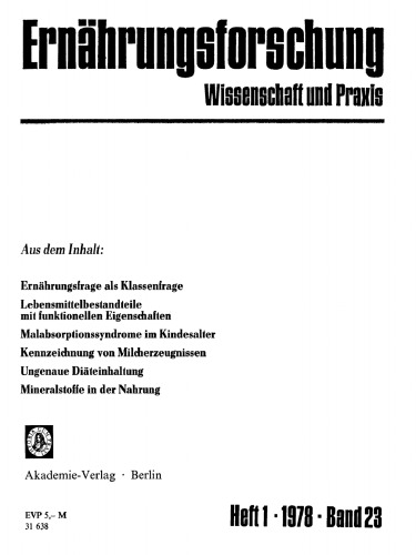 Ernährungsforschung: Band 23, Heft 1