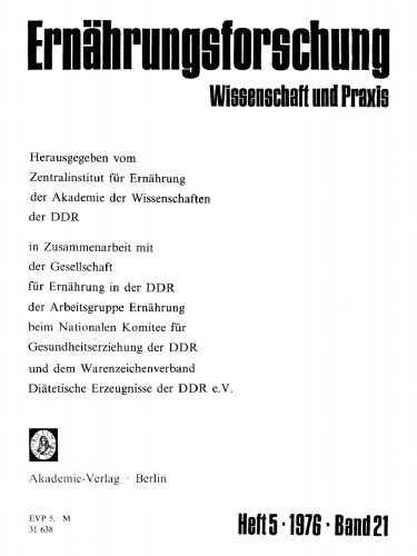 Ernährungsforschung: Band 21, Heft 5
