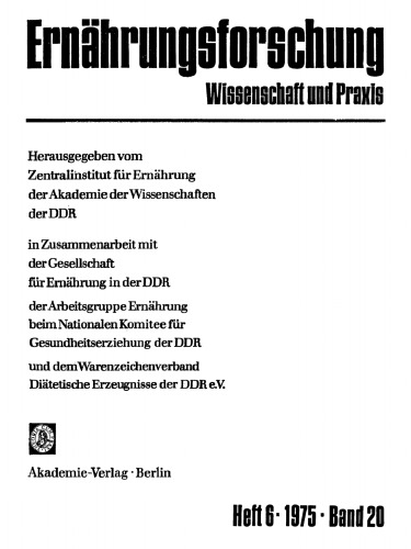 Ernährungsforschung: Band 20, Heft 6