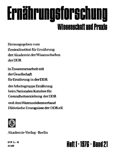Ernährungsforschung: Band 21, Heft 1