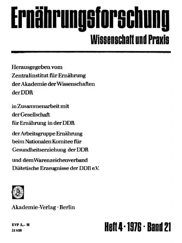 Ernährungsforschung: Band 21, Heft 4