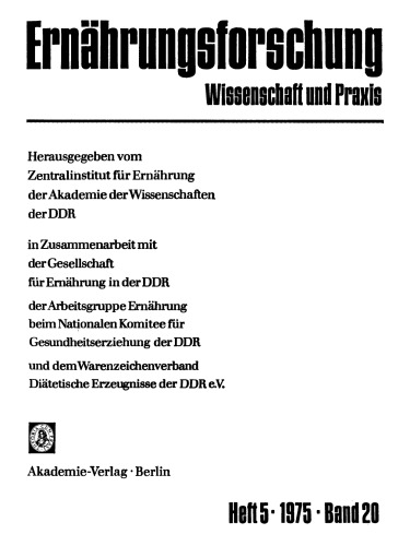 Ernährungsforschung: Band 20, Heft 5