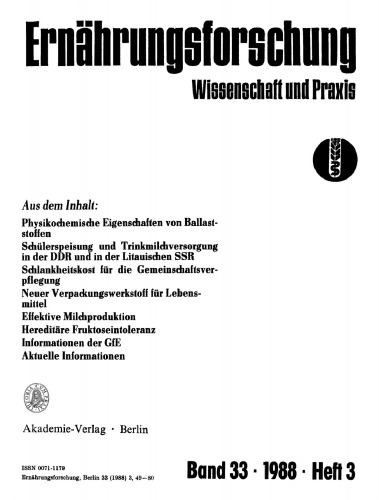 Ernährungsforschung: Band 33, Heft 3