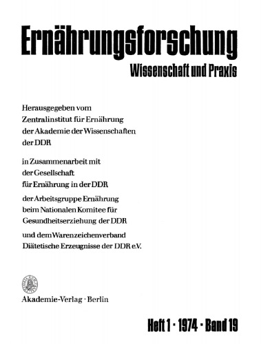 Ernährungsforschung: Band 19, Heft 1