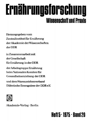 Ernährungsforschung: Band 20, Heft 5