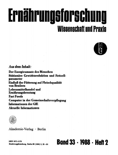 Ernährungsforschung: Band 33, Heft 2