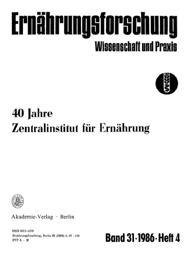 Ernährungsforschung: Band 31, Heft 4