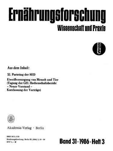 Ernährungsforschung: Band 31, Heft 3