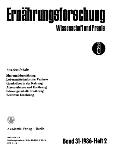 Ernährungsforschung: Band 31, Heft 2