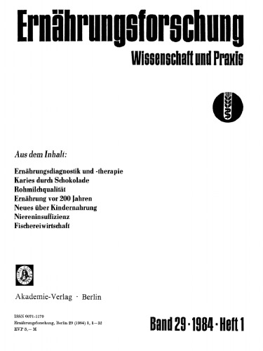 Ernährungsforschung: Band 29, Heft 1