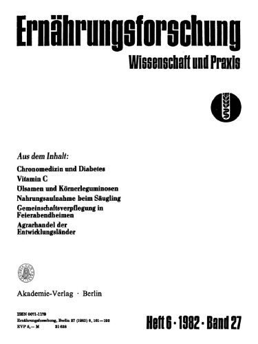 Ernährungsforschung: Band 27, Heft 6