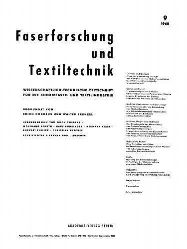 Faserforschung und Textiltechnik: Band 19, Heft 9 September 1968