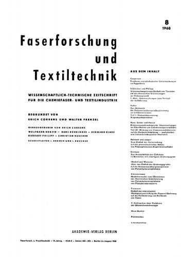 Faserforschung und Textiltechnik: Band 19, Heft 8 August 1968