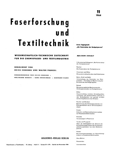 Faserforschung und Textiltechnik: Band 15, Heft 11 November 1964