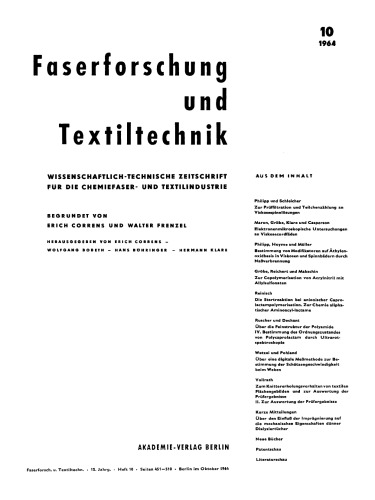 Faserforschung und Textiltechnik: Band 15, Heft 10 Oktober 1964