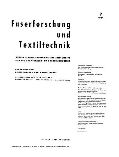 Faserforschung und Textiltechnik: Band 15, Heft 7 Juli 1964