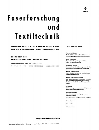 Faserforschung und Textiltechnik: Band 15, Heft 6 Juni 1964