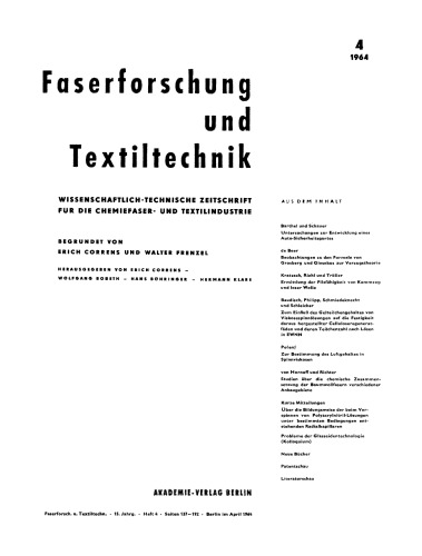 Faserforschung und Textiltechnik: Band 15, Heft 4 April 1964