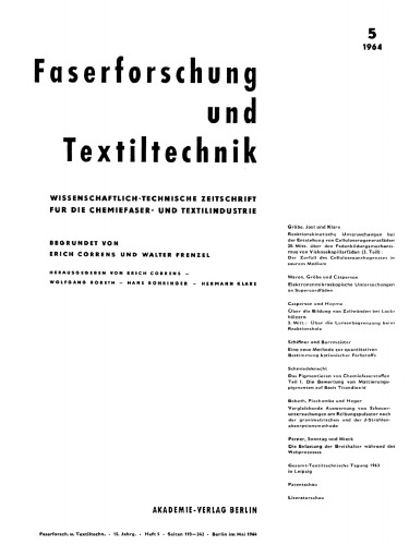 Faserforschung und Textiltechnik: Band 15, Heft 5 Mai 1964