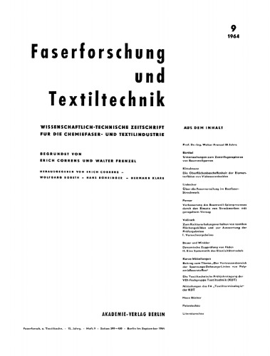 Faserforschung und Textiltechnik: Band 15, Heft 9 September 1964