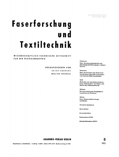 Faserforschung und Textiltechnik: Band 2, Heft 8 August 1951