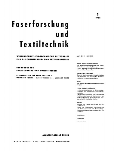 Faserforschung und Textiltechnik: Band 14, Heft 1 Januar 1964